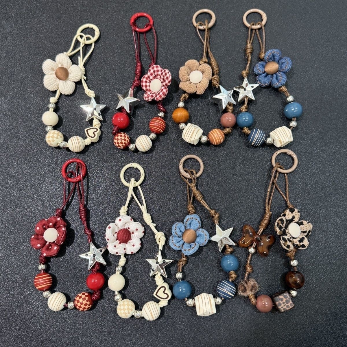 Handmade Lanyard Flower Ins Pendant Beaded Mobile Phone Chain Camera Ccd Keychain Chain Wrist