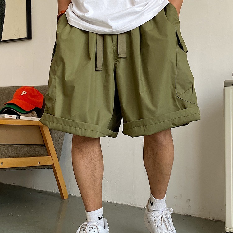 Cross-Border European and American Men's Large Size Casual Shorts Multi-Pocket Cargo Shorts Five-Point Shorts Summer Thin Elastic Waist Trendy