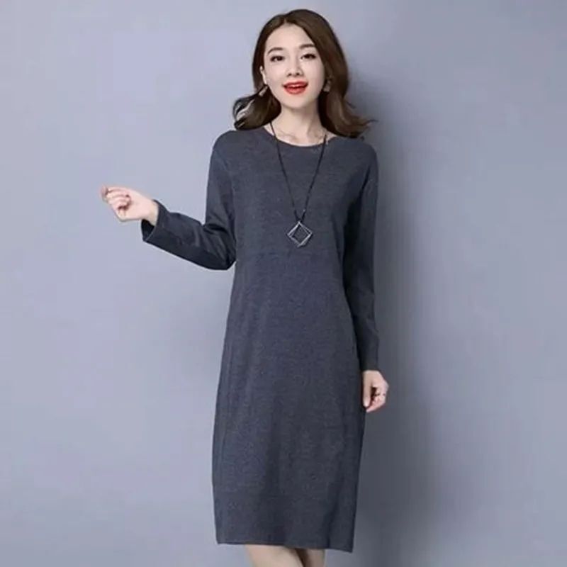 加肥加大码200斤胖mm秋冬装连衣裙女宽松加绒加厚显瘦长款打底衫|undefined