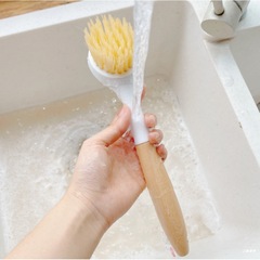 Wooden handle pot washing brush multifunctional long handle kitchen cleaning pot brush non-stick oil pot brush pots and dishes bowl brush