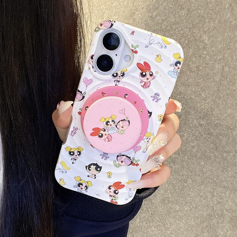 Linda niña de dibujos animados 15ProMax magnéticamente absorbente de ondas iPhone16 funda para teléfono móvil apple 14 hembra 13 duro