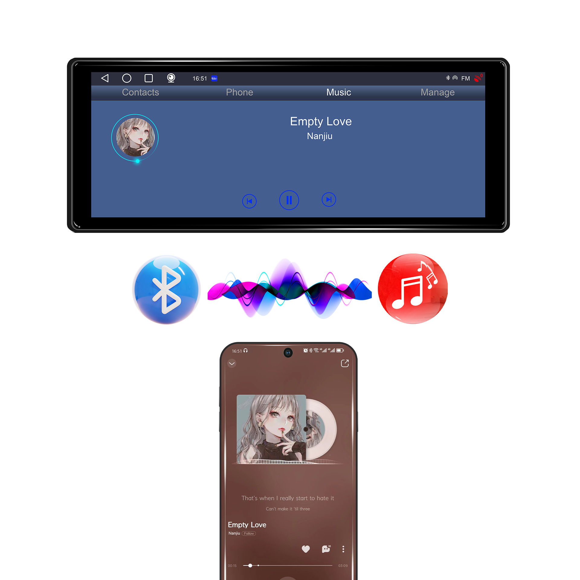 10.26inch Carplay Portable Screen Smart Car Navigation Player Hd Reversing Image Car Recorder