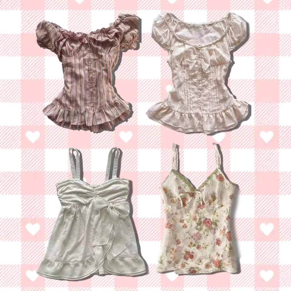 Y2K трансграничный новый милый стиль свежий чистый цвет универсальный повседневный кружевной универсальный сексуальный топ на подтяжках для женщин