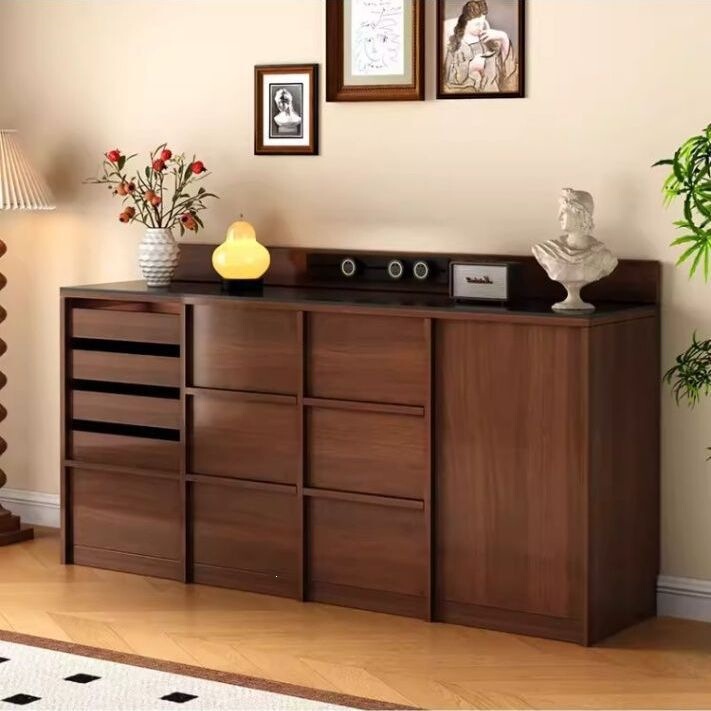 Solid Wood Frame Sideboard Against the Wall for Home Use, Integrated Tea Bar and Storage Cabinet for Living Room, Vintage Style Coffee Cabinet and Storage Cabinet Solid Wood Frame Sideboard Against the Wall for Home Use, Integrated Tea Bar and Storage Cabinet for Living Room, Vintage Style Coffee Cabinet and Storage Cabinet