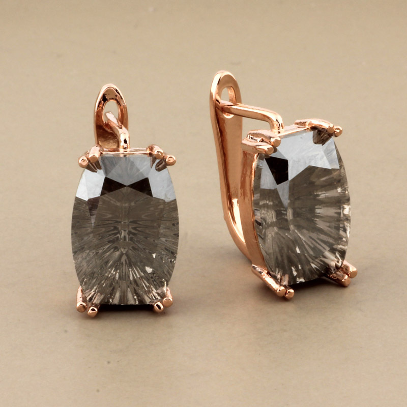 Nueva Venta caliente transfronteriza europea y americana de lujo exquisito cristal brillante color rosa oro oído hebilla pendientes mujer fábrica al por mayor