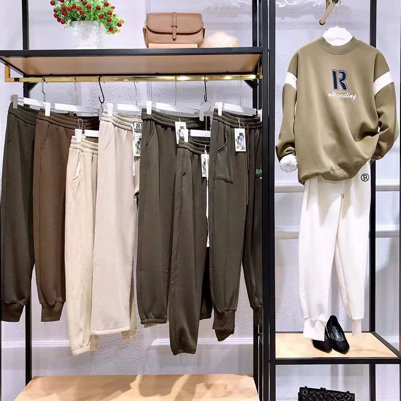 Si Mi Gaska Плюшевые брюки 22 Зима Xunier Повседневная эластичные талии свободные широкие брюки брюки физические трансляции