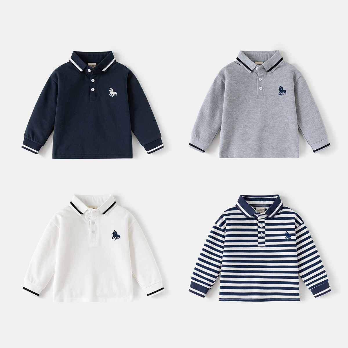Children's Long-Sleeved T-Shirt 2026 Spring New Style Boys' Polo Shirt Baby Bottoming Lapel Top Trendy Kidsren's Clothing Wholesale