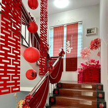 锁美家居结婚装饰婚房楼梯装扮挂件出片楼梯扶手拉花纱幔用品大全