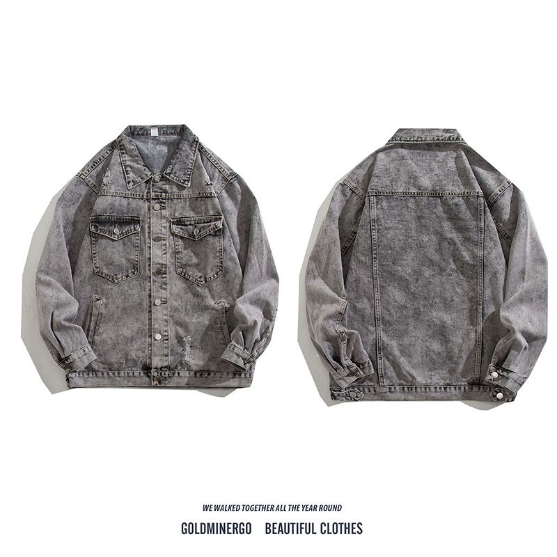 Retro Vibe Style Washed Denim Jacket Men's New 2025 Autumn and Winter Loose Old Workwear Lapel Jacket