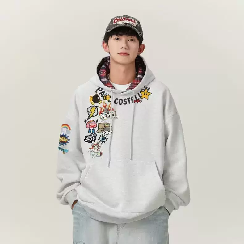 秋冬男士时尚流行慵懒百搭连帽卫衣男原宿日系潮流文艺气质卫衣