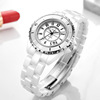 Classic ceramics, white waterproof men's watch for water, fashionable women's watch