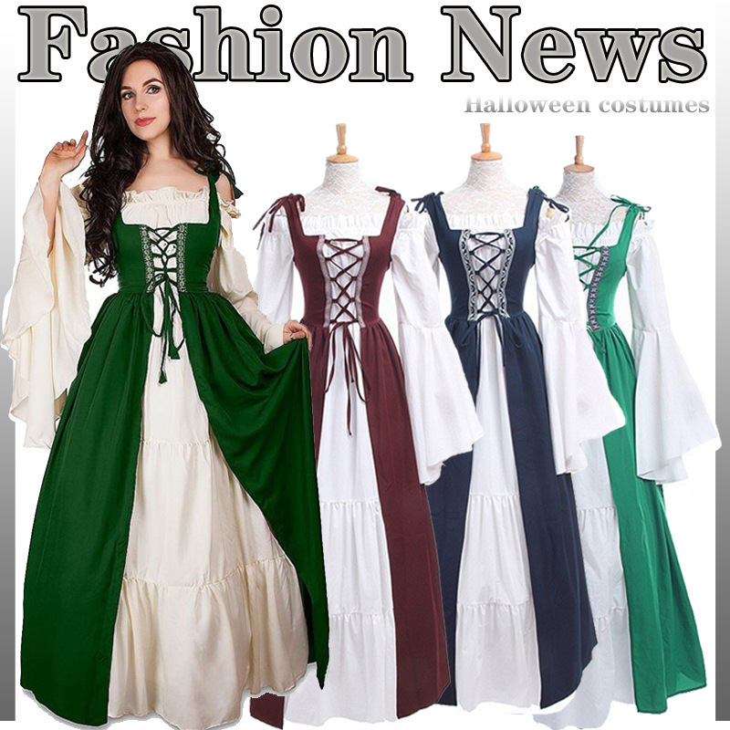 Retro Palace Tunic Dress cos Masquerade Party Costume European and American Large Size Women's Stage Performance Dress