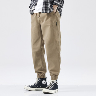 Autumn Cotton Lace-up Overalls Men's Loose Fashionable Brand plus size Pants Chubby Men's Casual Pants Fashionable Autumn and Winter