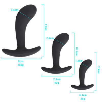 幸湾带弧硅胶肛塞三件套 拇指外出佩戴肛塞 夫妻成人情趣用品代发