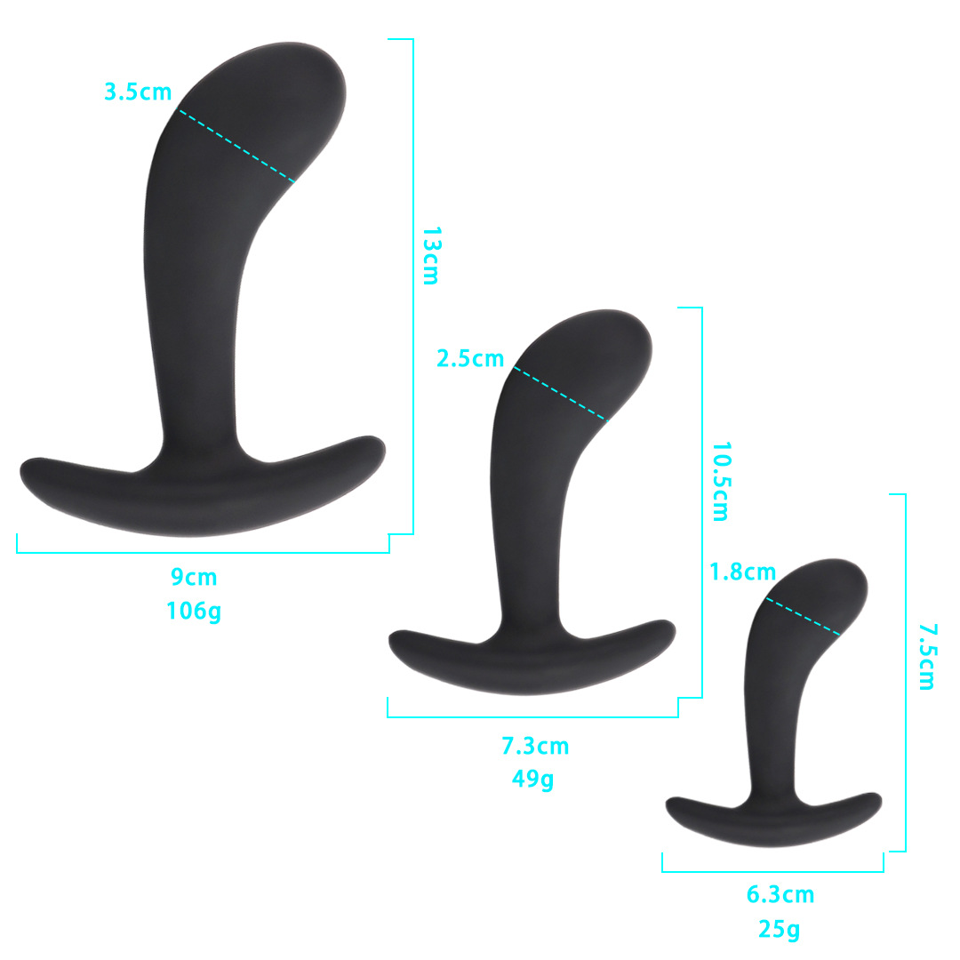 幸湾带弧硅胶肛塞三件套 拇指外出佩戴肛塞 夫妻成人情趣用品代发