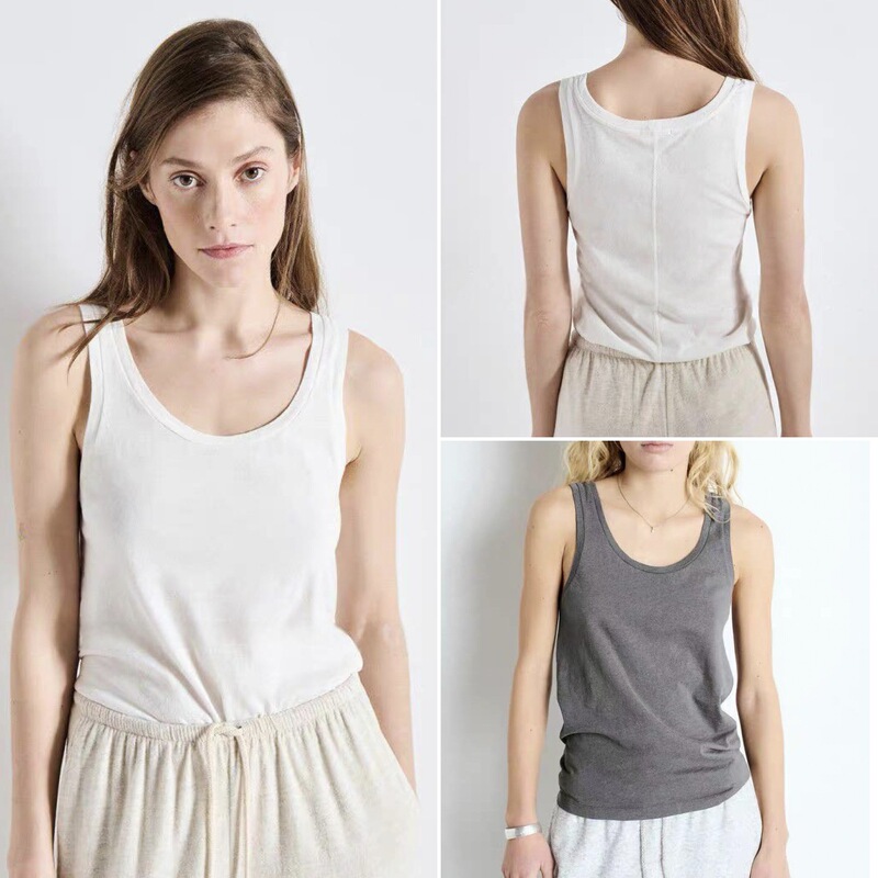 Special discount! Women's basic sleeveless tank top with a round neck and back seam, made of pure cotton
