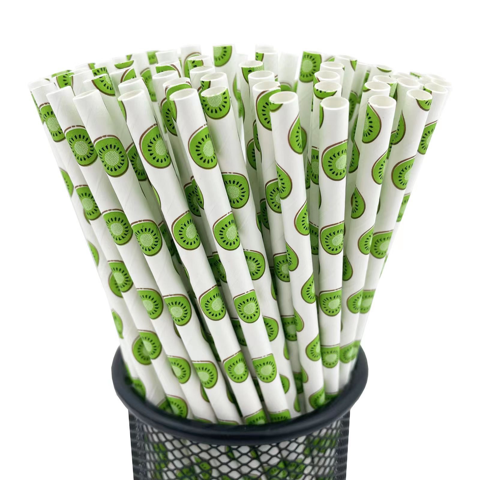 Venta caliente transfronteriza kiwi fruta papel paja desechable degradable cóctel postre decoración de la torta