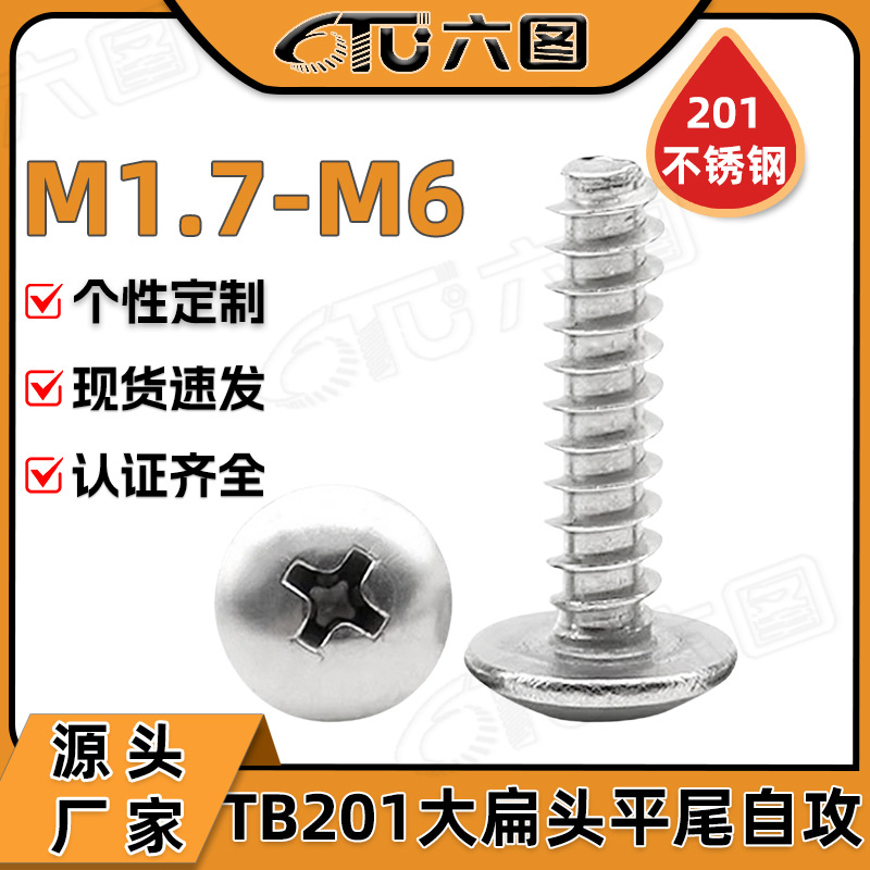 201不锈钢TB大扁头平尾自攻螺丝伞头自攻丝蘑菇头自攻钉M2M3M4M6