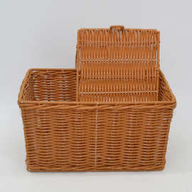 钥匙收纳盒仿藤长方形客厅设计家用储物篮零食水果衣柜筐