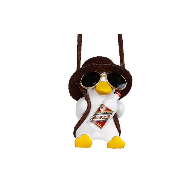 Swing Duck Pink Hat Duck Car Interior Pendant for Women, Popular Car Hanging Decoration for Rearview Mirror