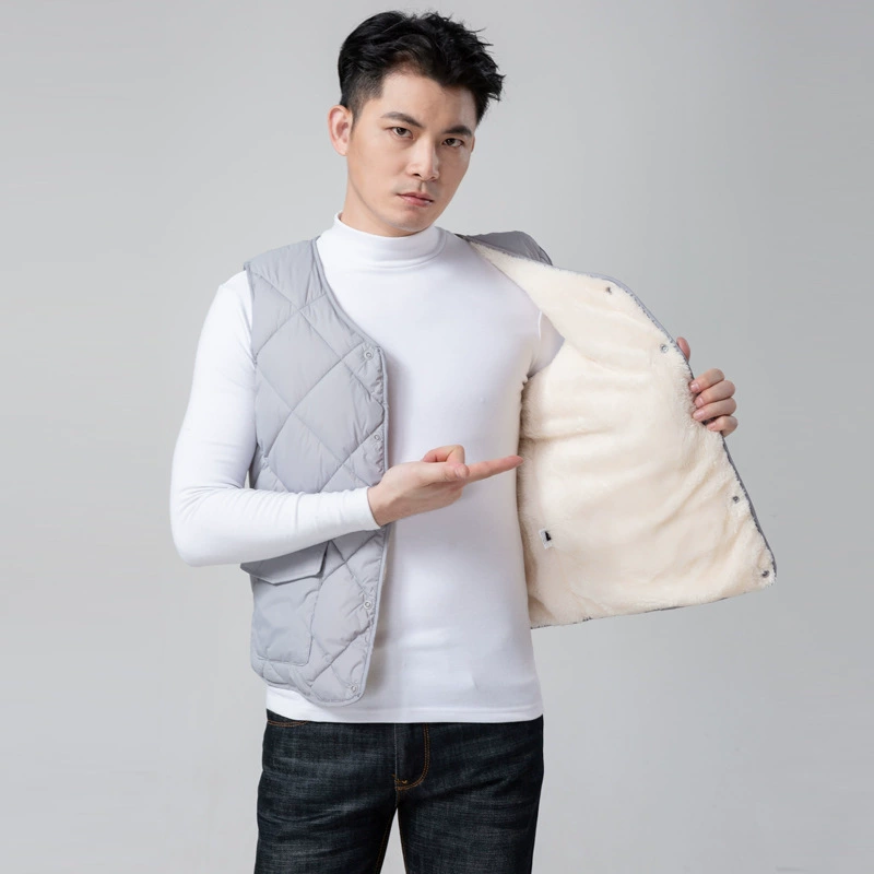 2023 Пуховик из хлопка для среднего и пожилого возраста, мужской осенне-зимний новый мужской толстый хлопковый жилет на флисовой подкладке, жилет, теплый жилет больших размеров