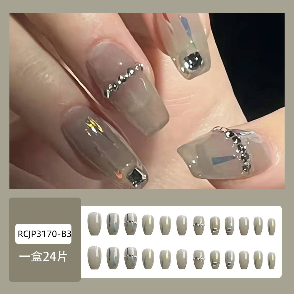 Venta caliente en Europa y América, parche de uñas dulce y fresco con incrustaciones de diamantes, uñas postizas de comercio exterior desmontables, piezas de uñas de uso transfronterizo terminadas image 40