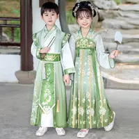Hanfu для девочек, новинка 2024 года, весенне-осеннее платье в китайском стиле в древнем стиле, детская одежда для девочек старшего возраста, древний костюм супер феи, детский костюм Тан.