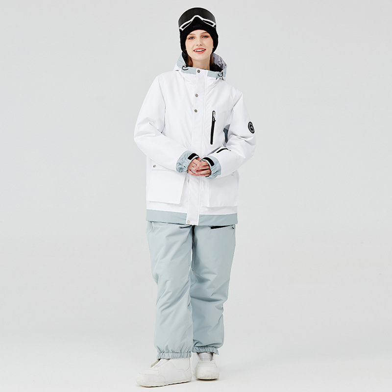 Winter ski suit men's and women's single-board hoodie suit windproof Waterproof warm fleece-lined thickened double-board ski clothes