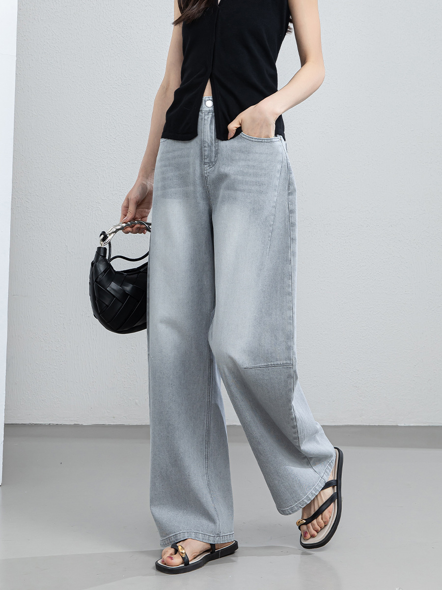 Quần culottes nữ ống rộng cạp cao dáng suông chất liệu tencel mềm mại — màu xám
