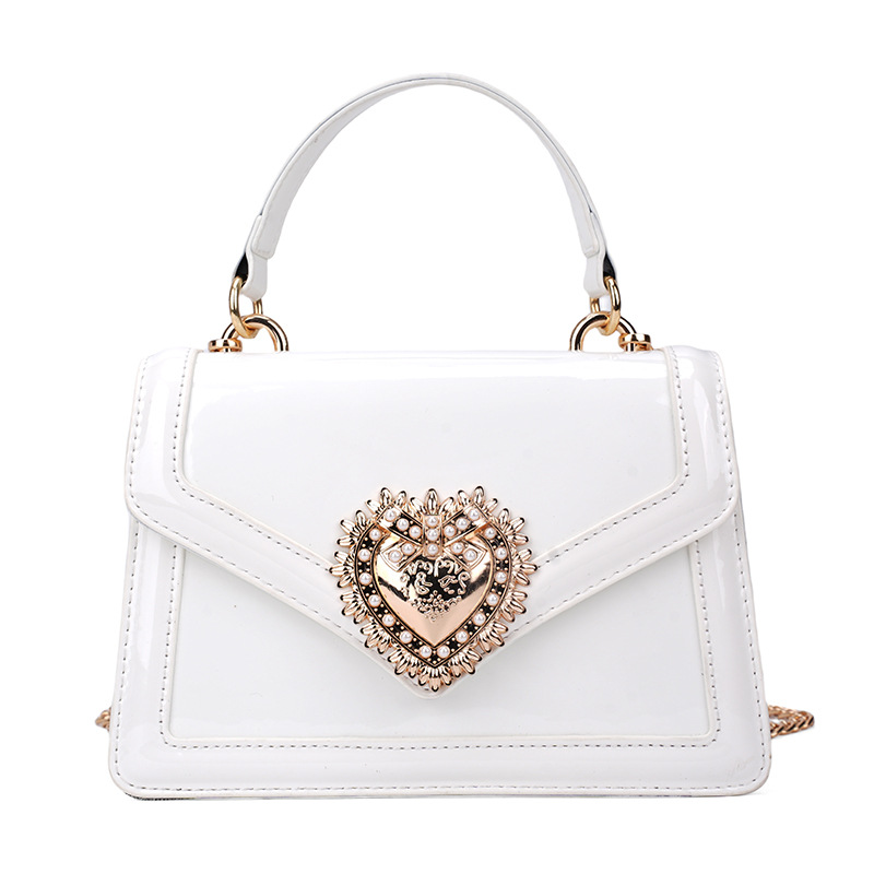 Bolso de cadena de textura transfronteriza 2025 nuevo bolso de amor bolso de hombro de sentido avanzado bolso de mensajero brillante de charol mujer