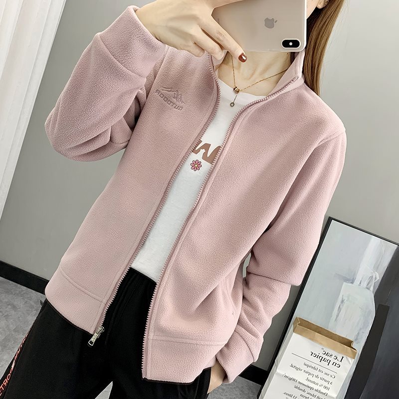 가을 겨울 여성용 아웃도어 플리스 재킷, 두꺼운 벨벳, 따뜻하고 통기성, 스탠드 칼라, 지퍼 가디건, 폴라 플리스 스웨트 셔츠