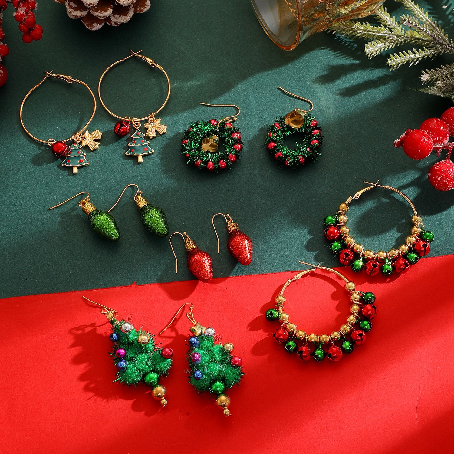 Christmas Ornaments, Creative Christmas Tree Earrings, Simple Snowman Bell Earrings for Women, Cross-Border Festive Holiday Accessories