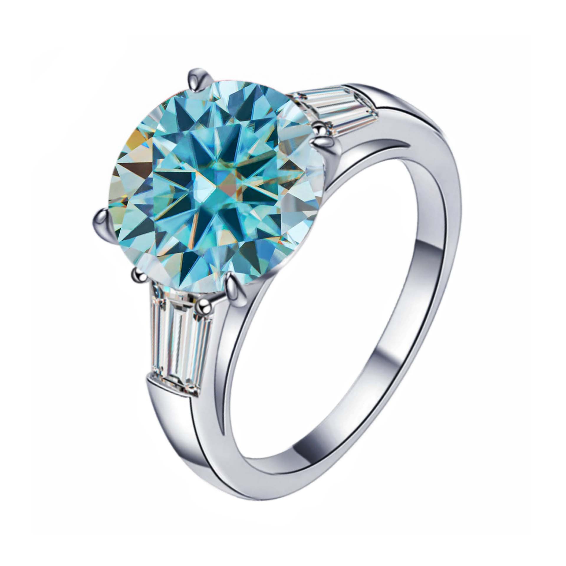 S925 plata esterlina de 5 quilates anillo de piedra de moissan, anillo de compromiso elegante de alta calidad