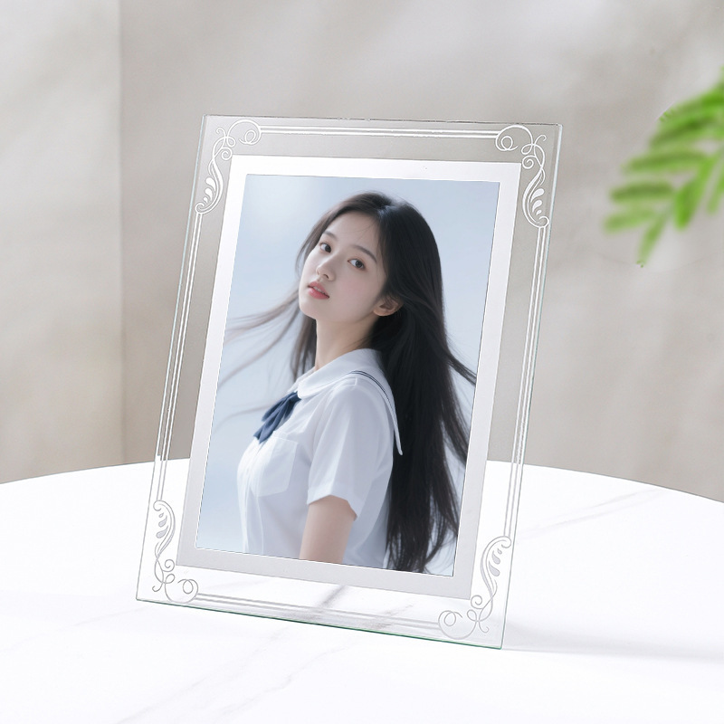 Glass Photo Frame with a High-End Feel, Creative Crystal Six 6inch Seven 7inch Empty Frame A4 Display Transparent 5inch Eight 8inch Photo Frame
