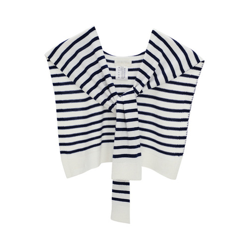 Korean Striped Knitted Wool Scarf with Fake Collar for Children and Adults, Decorative Cardigan for Office and Air-Conditioned Rooms, Shoulder Scarf