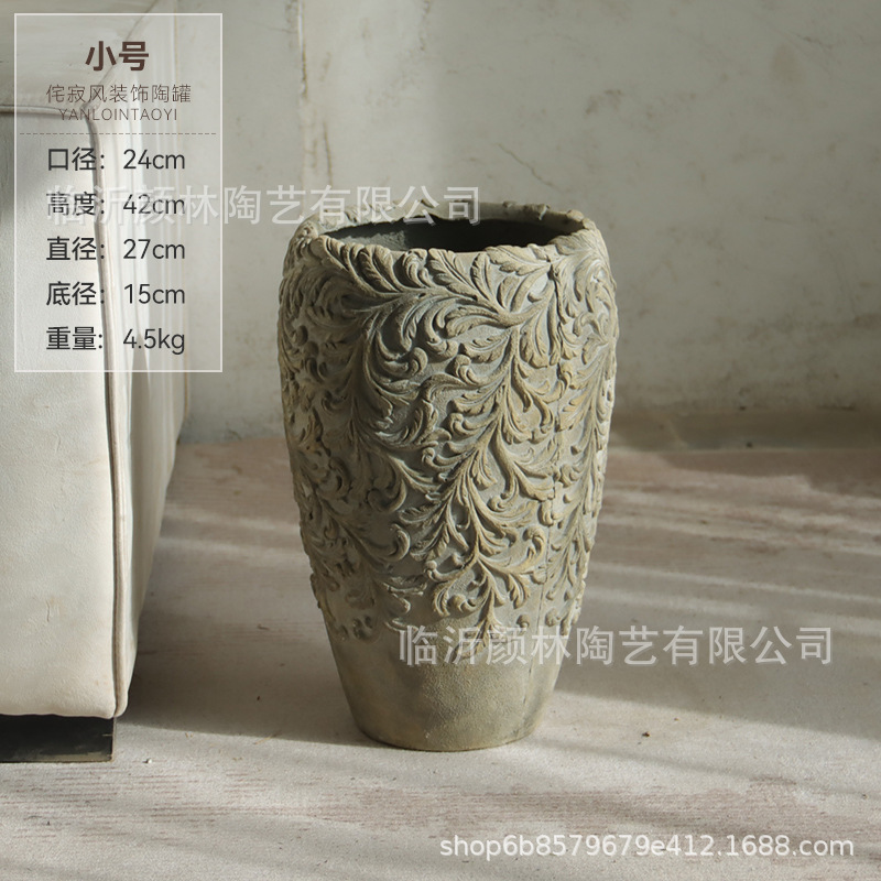 Nórdico en relieve de cemento maceta alta sala de estar balcón hotel patio de gran calibre maceta verde decoración del centro comercial