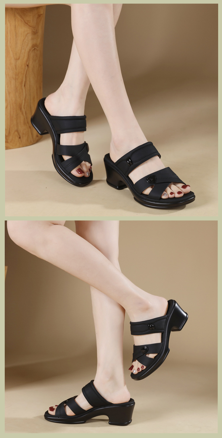 Dép sandal nữ quai chữ V đế xuồng mềm chống trượt — màu đen, xanh lá cây, màu mơ chi tiết 9