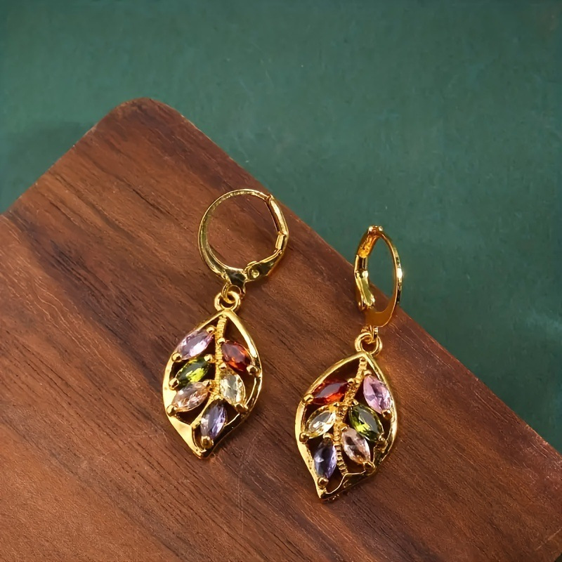 Nuovi orecchini creativi con diamanti e foglie scintillanti, alla moda femminile, con design traforato, tutti abbinati, con fibbia colorata_voghion.com