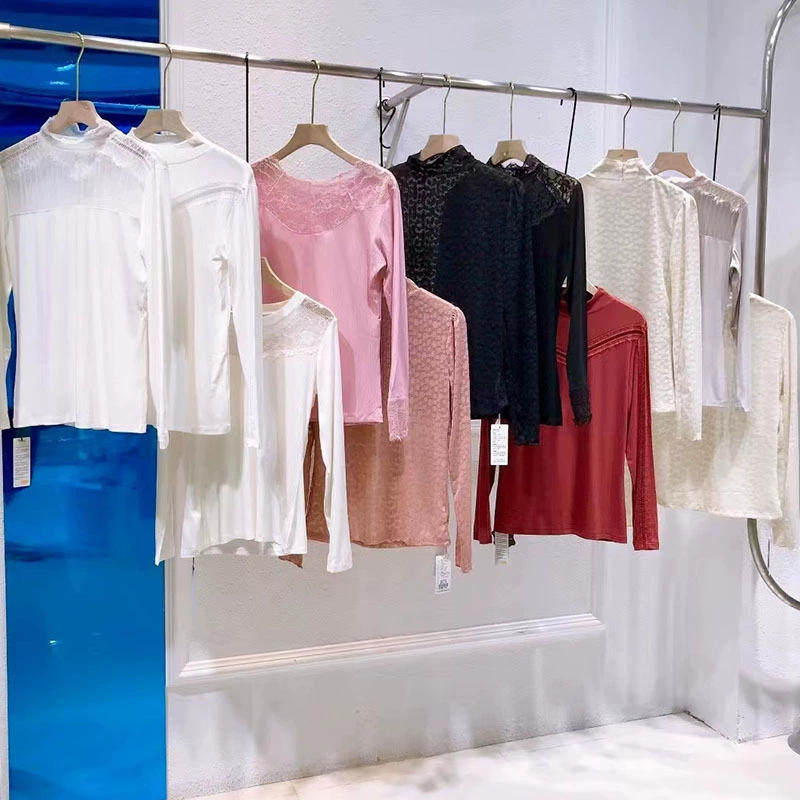 Нижняя рубашка женская 23 осенняя и зимняя новая тонка корейская версия кружева