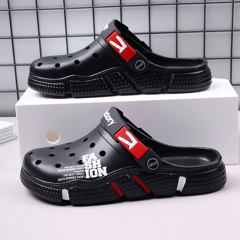 Men's Croc Shoes Summer Outerwear Breathable Sandals Men's Casual Beach Shoes Light Soft Sole Slippers Men