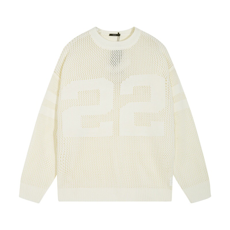 2025 Fall/Winter New AMIRI Hollow Jacquard Letter Pattern Knit Sweater Unisex Style Wholesale and Dropshipping Available
