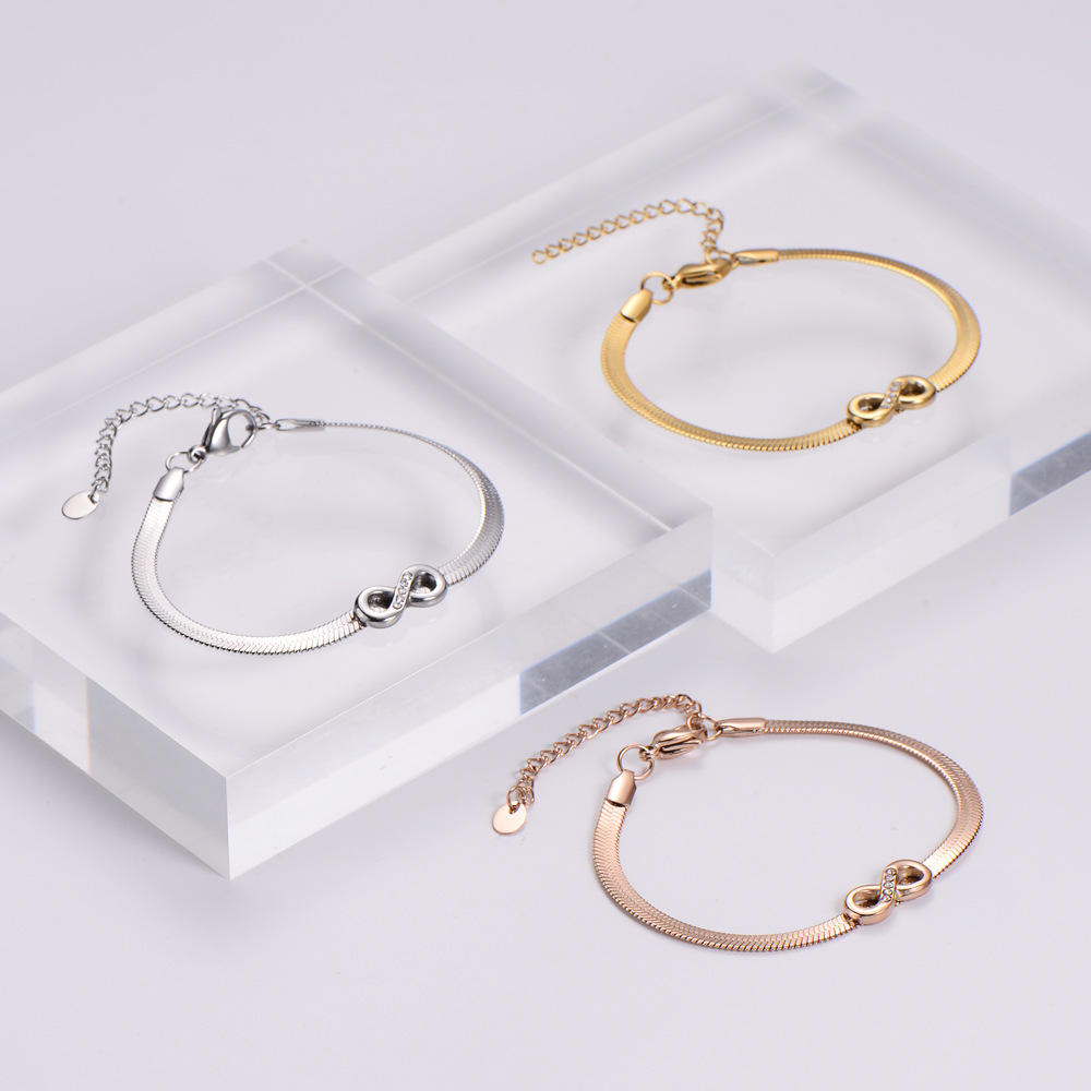 fashion simple diamond infinity stainless steel bracelet