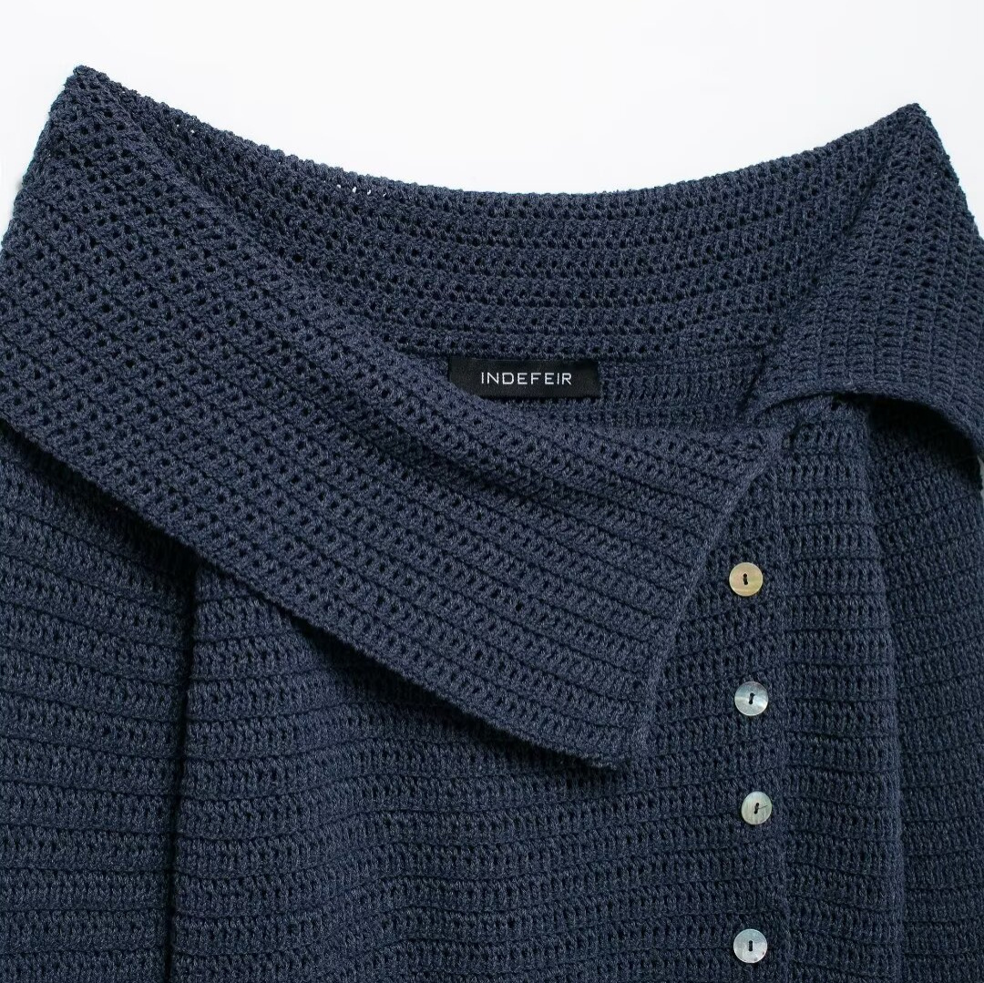 Women's clothing 2024 autumn and winter new street fashion one neck sweater knitted top_voghion.com