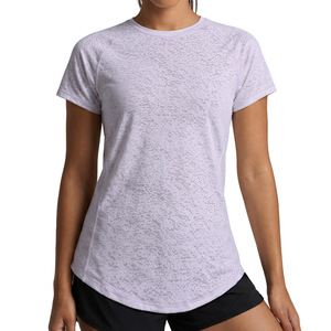 AYM041875 Summer Cool Ice Silk Hollow Jacquard Short-Sleeved Outdoor Quick-Drying Yoga Loose T-Shirt Running Fitness Base Shirt for Women Ao