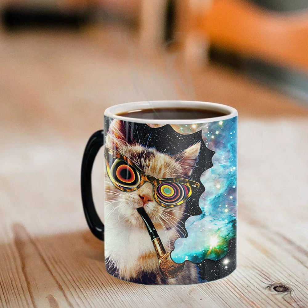 Новый внешнеторговый CAT Cat Cat Color Marr Cup Thermal Reactor Temperature Temperature Ceramic Coffee Tea Cup Cup