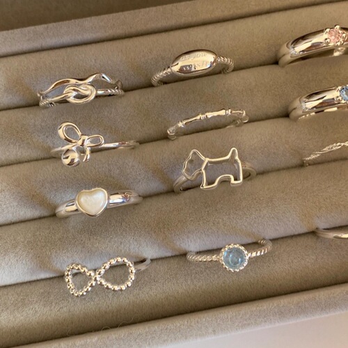 Pure Silver Simple Band Ring for Women, Minimalist and Unique, Lightweight Luxury, High-End, Instagram Style, Non-Fading Open Finger Ring, Wholesale