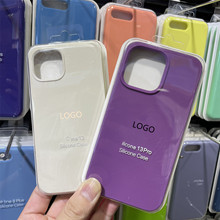 适用iphone13液态硅胶壳苹果13全包保护套13promax带LOGO手机壳