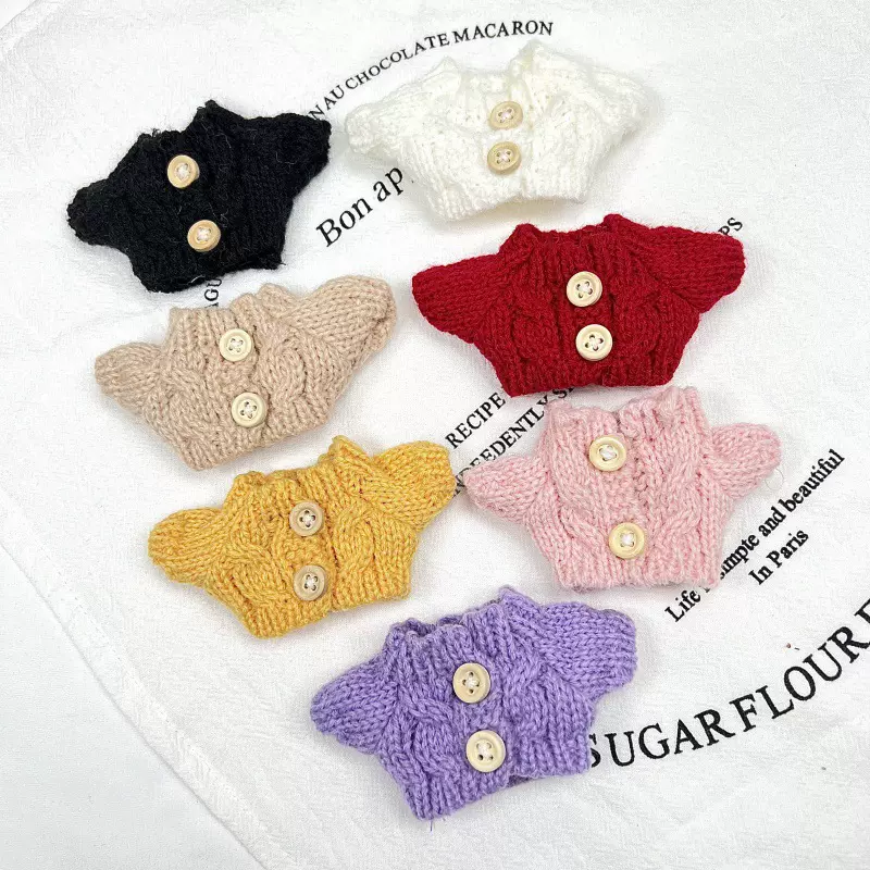 棉花娃娃西高地掌门狗小熊服饰娃衣替换套装娃配饰双扣针织毛衣