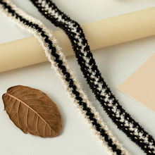 工厂直销 1.2CM绒面小香风黑白拼色毛绒无弹织带女装女包收边带