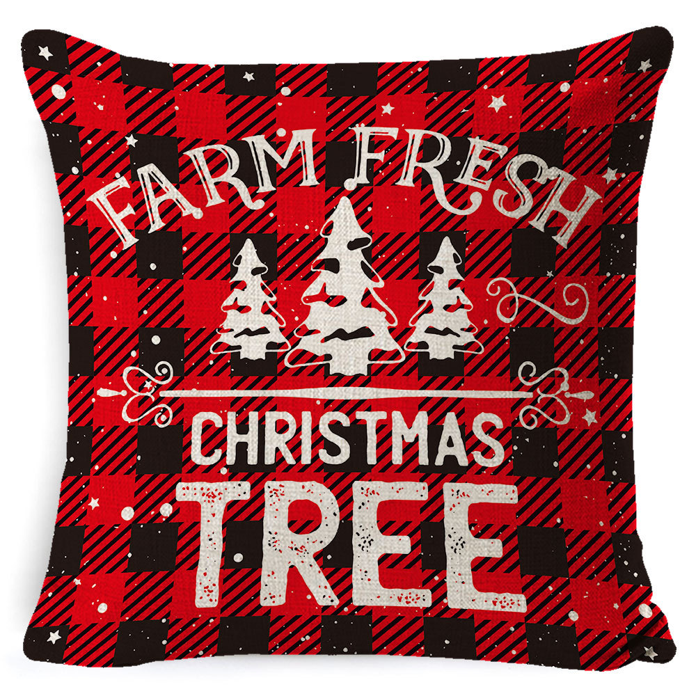 Amazon popular hogar suministros Navidad funda de almohada nórdico Plaid Lino cojín sofá